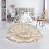 Floral Design Oval Beige Rug For Livingroom, Bedroom, Dining Room