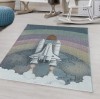 Funny Kids Outer Space Blue Rug