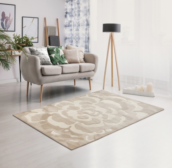 Floral Beige Rug for Living Room, Bedroom, and Dining Room | Beige Floral Area Rug 200x300