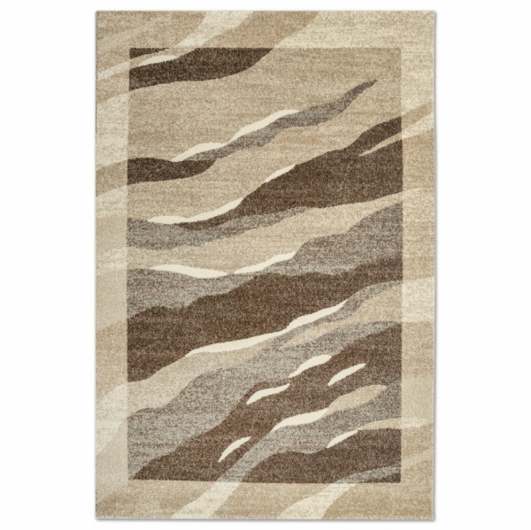 Beige Wave Design Living Room Rug I Modern Hallway Beige Mat 80x150 | High Quality Beige Area Rug