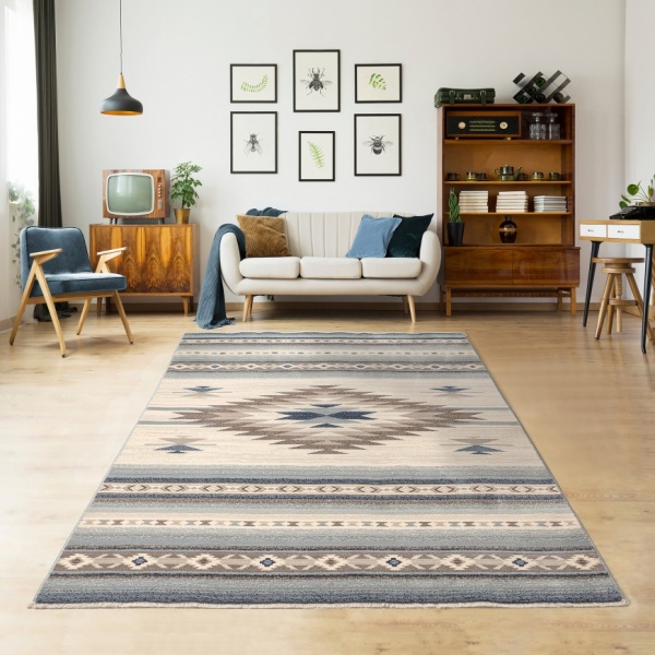 Sara Ethnic Style  Blue Area Rug