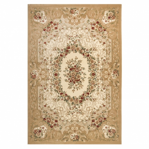 Classic Design Floral Beige Rug for Living Room, Bedroom, Dining Room