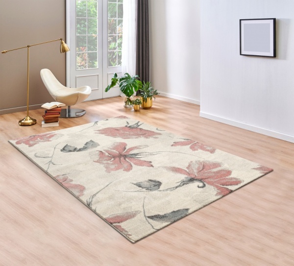 Modern Floral Area Rugs For Living Room, Bedroom, Hallway | Pink Floral Rug