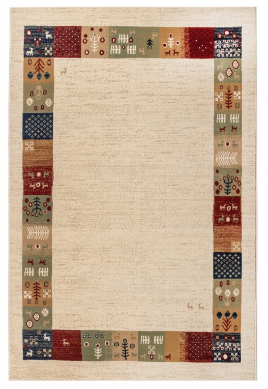 Ethnic Design Border Beige Rug