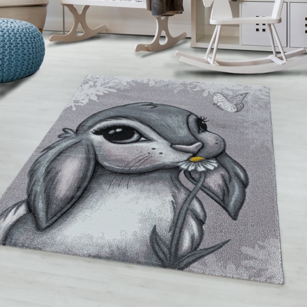 Funny Kids Happy Bunny Pink Rug