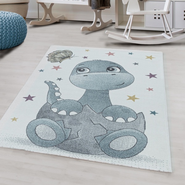 Funny Kids Little Dino Blue Rug