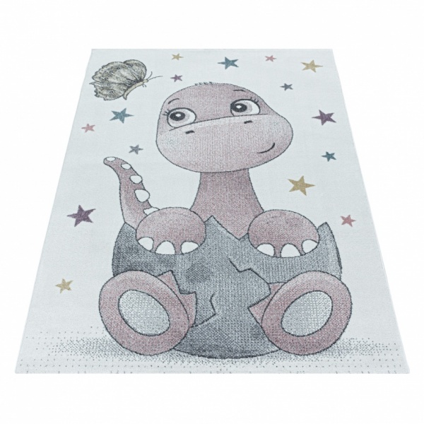 Funny Kids Little Dino Pink Rug