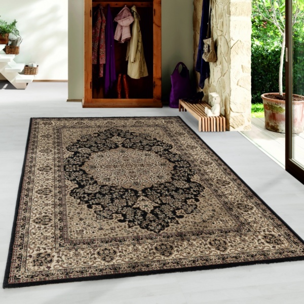 Kashmir Oriental Style Black Rug