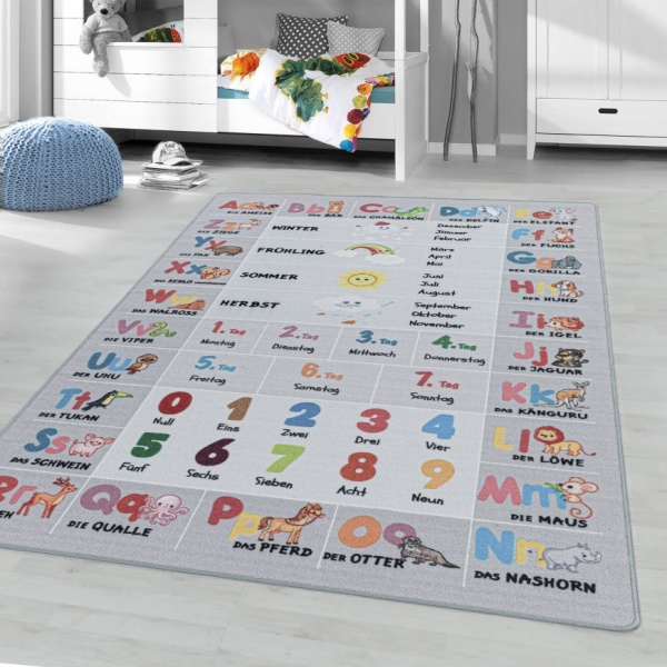 Game Kids Learn and Play Grey Rug