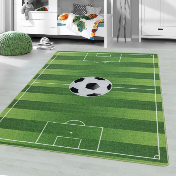 Game Kids Football Pitch Green Rug