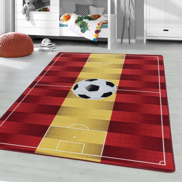 Game Kids Football Pitch Yellow Rug