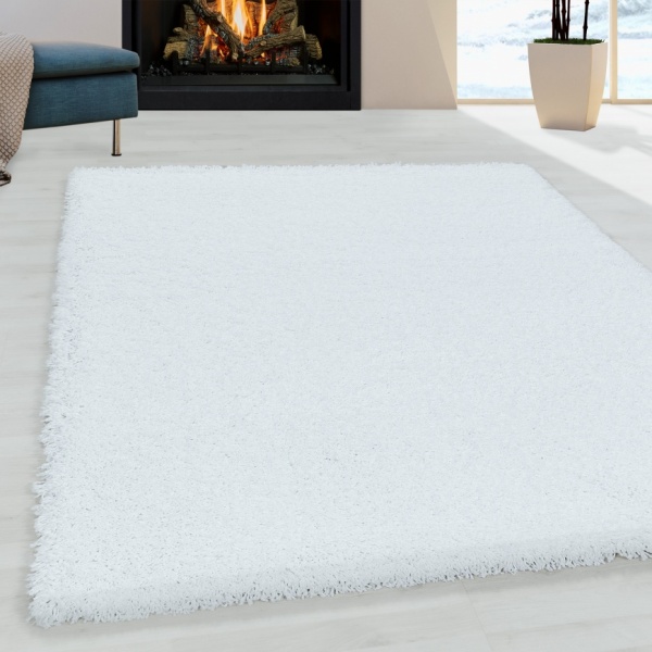Soft Shaggy Plain White Rug for Living Room
