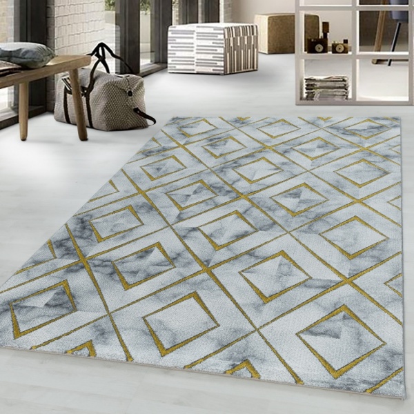 Naxos Modern White Gold Rug