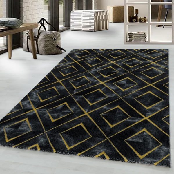 Naxos Modern Black Gold Rug