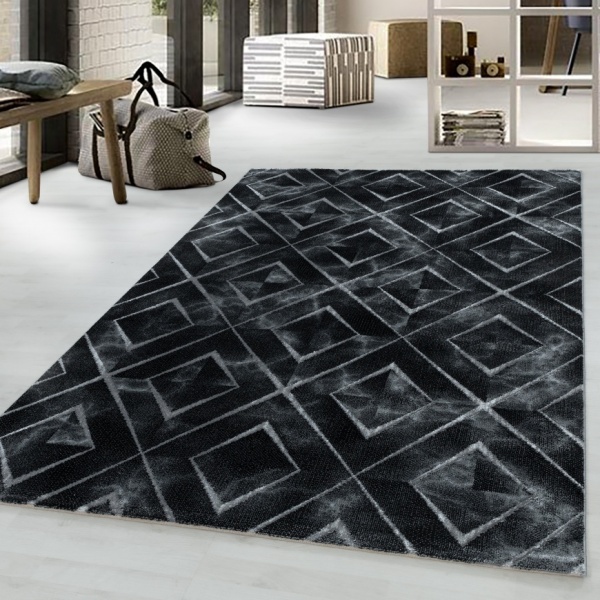 Naxos Modern Black Silver Rug