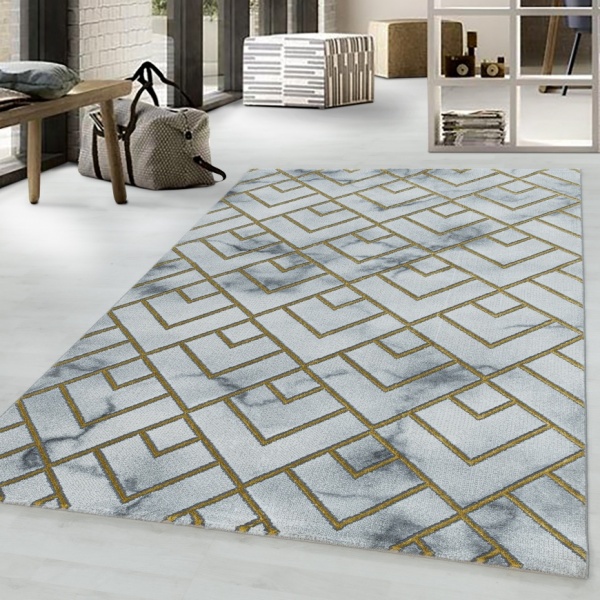 Naxos Designer White Gold Rug