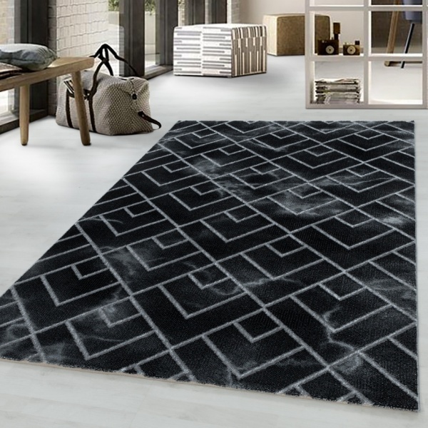 Naxos Designer Black Silver Rug