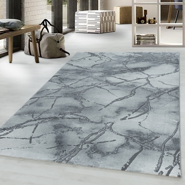 Naxos Marble White Silver Rug