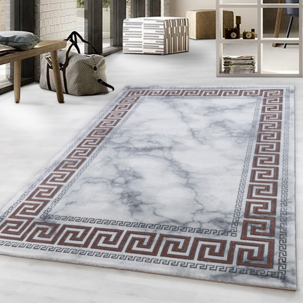 Naxos Border White Bronze Rug