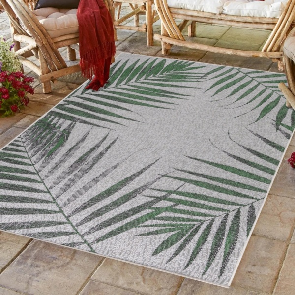 Designer Outdoor Rug Green for Patio, Terrace, Balcony