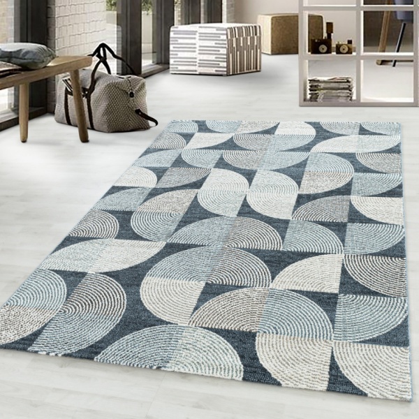Cassa Modern Circle Design Navy Rug