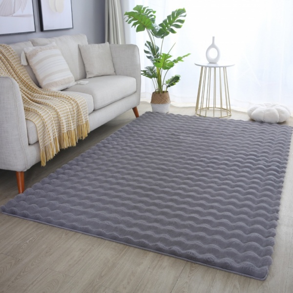 Unique Velvety Grey Floor Mats for Living Room, Bedroom, Kids Room