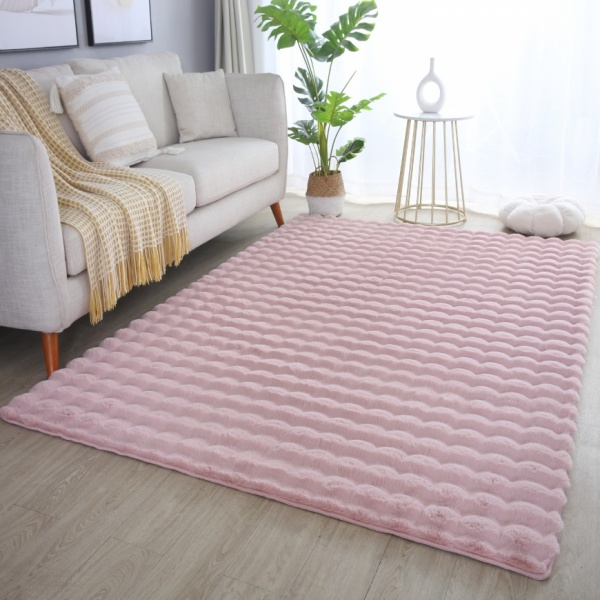 Soft Plush Shaggy Rose Rug for Bedroom I High Pile Pink Rug for Girls Room