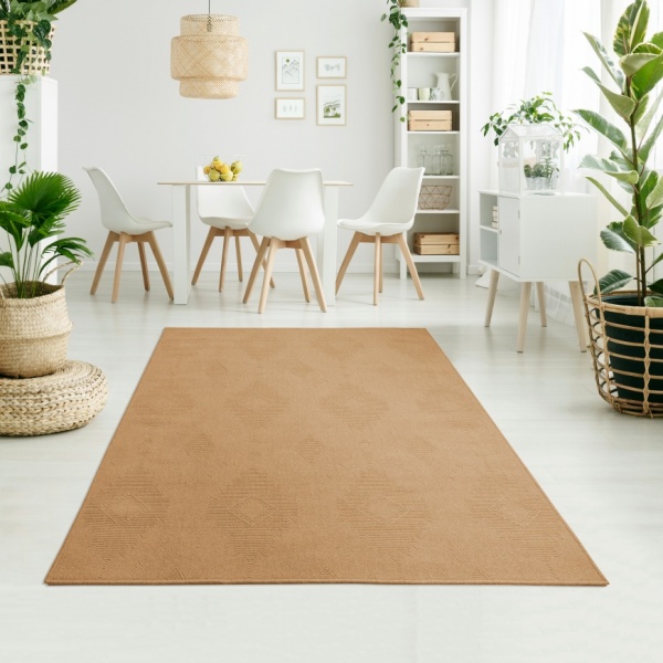 Brown Wool Rug for Living Room 160x230cm Organic