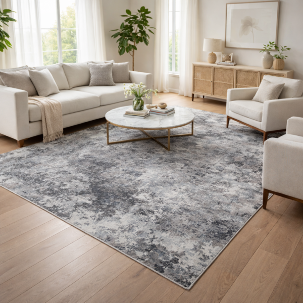 Steel Gray Abstract Rug Elegant Grey Abstract Rug: Modern Elegance and Comfort for Your Home ...