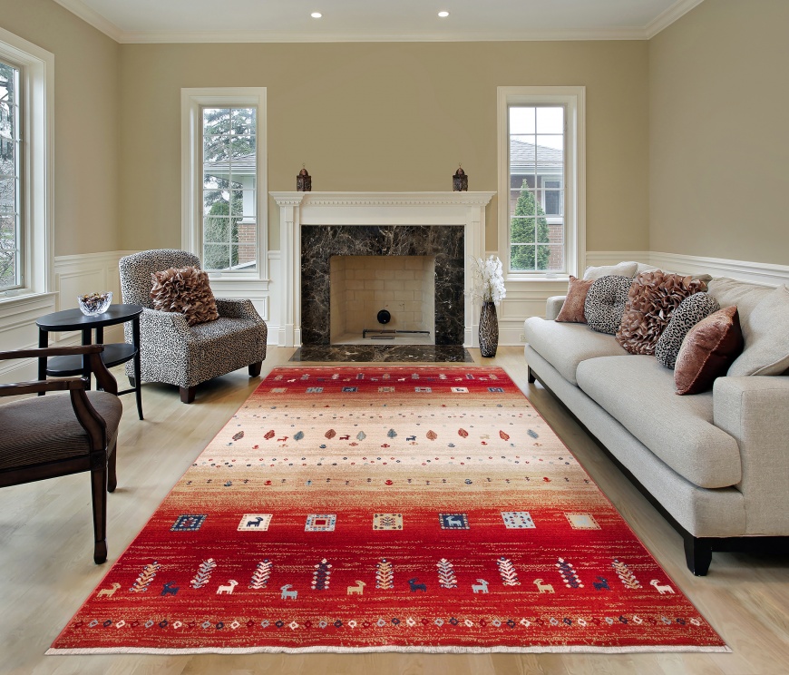 Sara Ethnic Style Red Rug