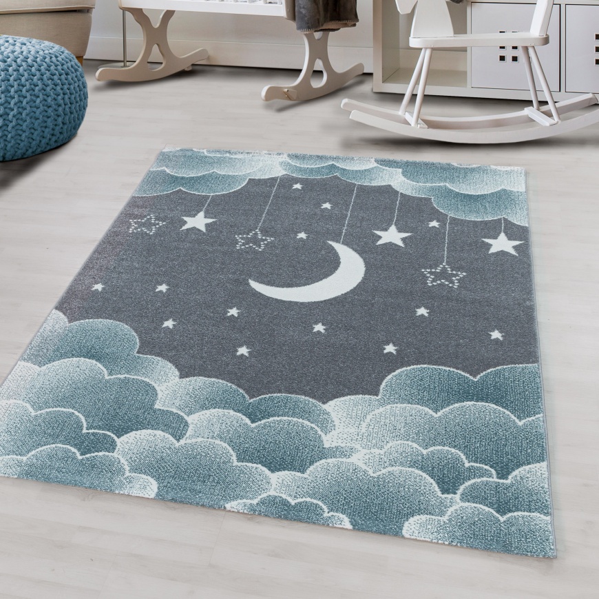 Blue Rug for Nursery Blue Clouds I Children Play Mats Blue