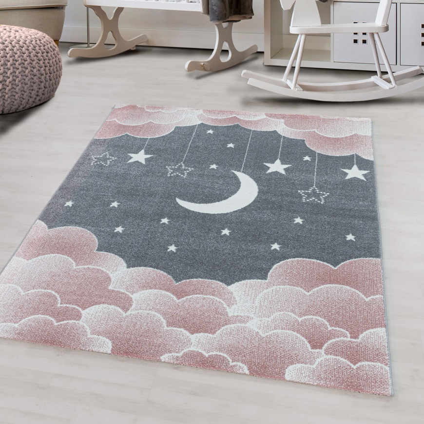 Funny Kids Pink Clouds Rug