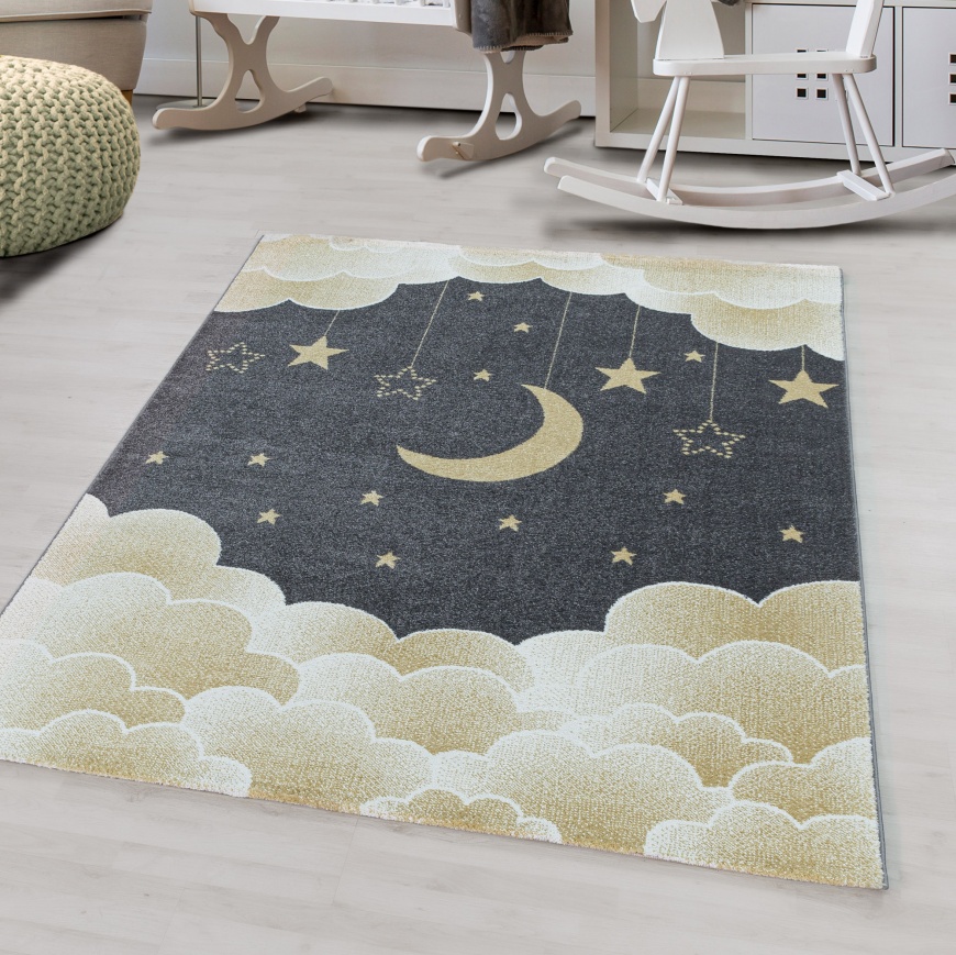 Funny Kids Yellow Clouds Rug