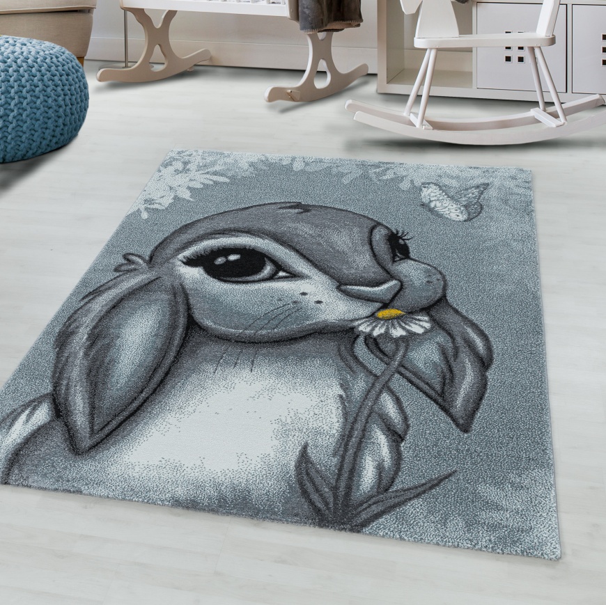 Funny Kids Happy Bunny Blue Rug