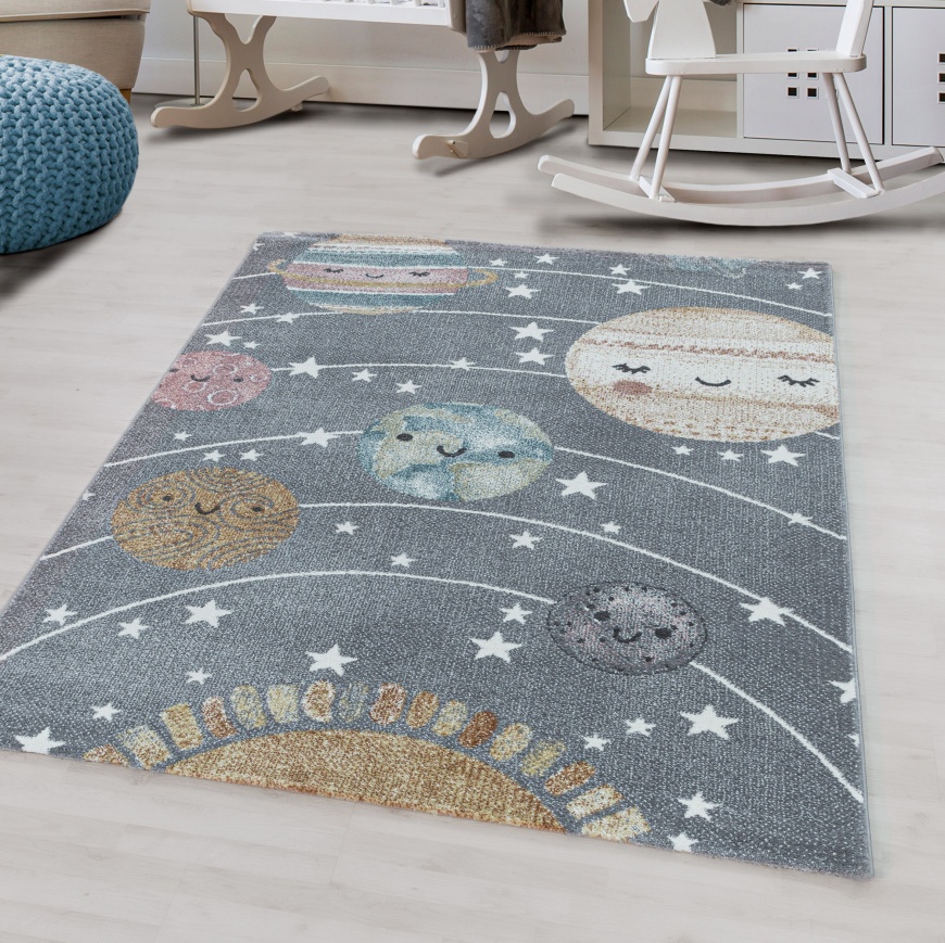 Funny Kids Outer Space Grey Rug