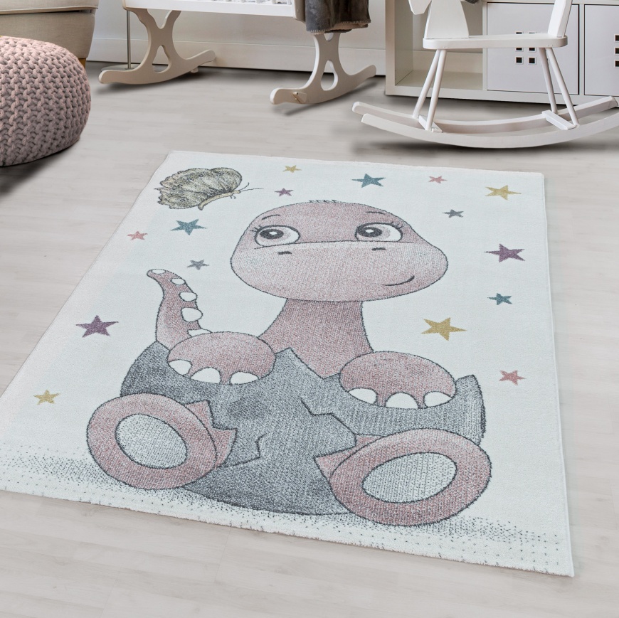 Funny Kids Little Dino Pink Rug