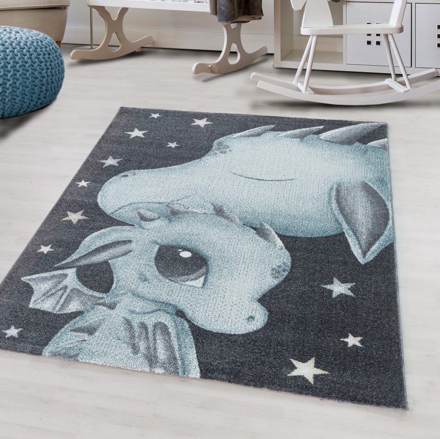 Funny Kids Night Story Blue Rug