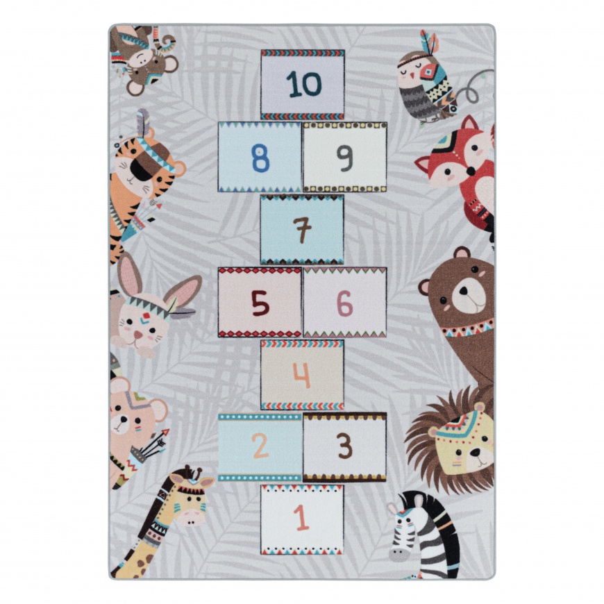 Kid's Hopscotch Grey Area Rug - Play Rug for Kids - carpetsrugs.ie