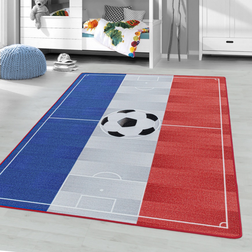 Game Kids Football Pitch White Rug
