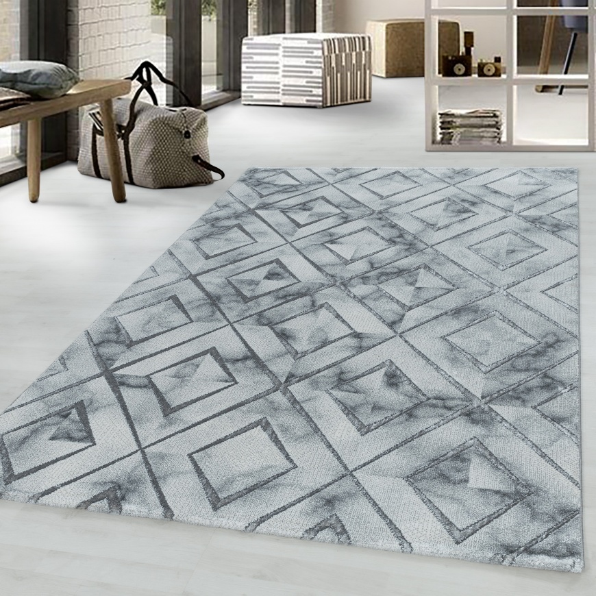 Naxos Modern White Silver Rug