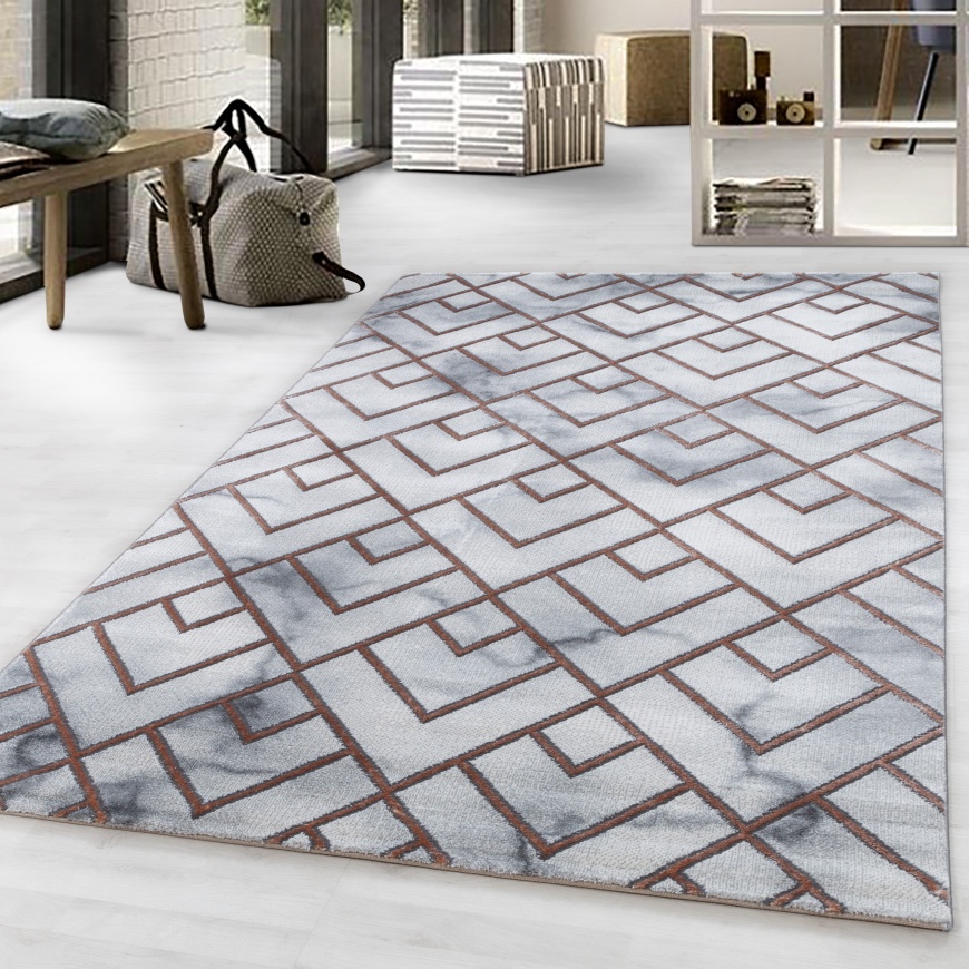 Naxos Designer White Bronze Rug