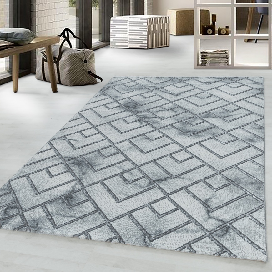 Naxos Designer White Silver Rug