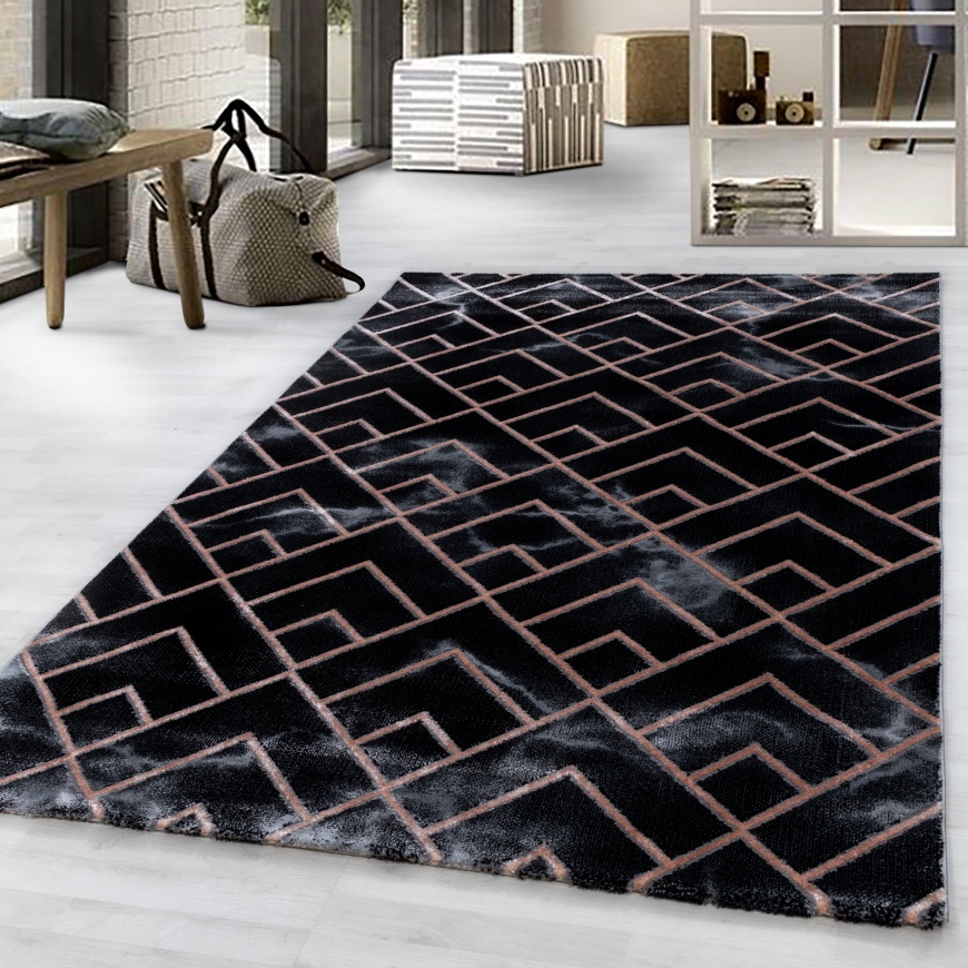 Designer Black Bronze Rug for Bedroom, Living Room, Office