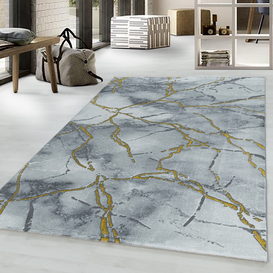 Naxos Marble White Gold Rug