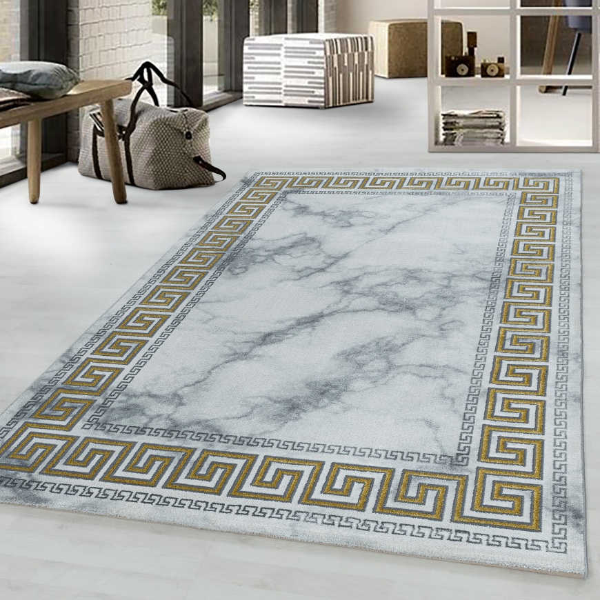 Naxos Border White Gold Rug