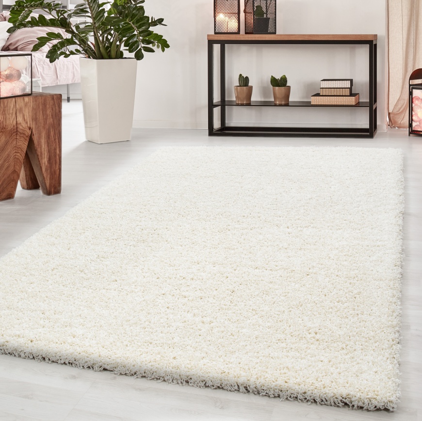 Dream Shaggy Plain Cream Rug - carpetsrugs.ie