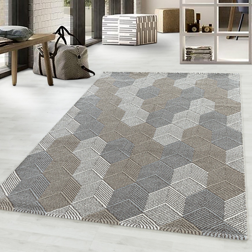 Cassa Modern Honeycomb Design Beige Rug