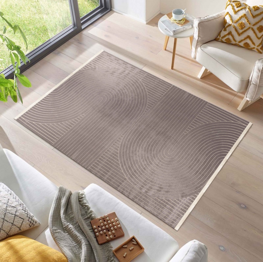 Modern Design Mocha Area Rug for Living Room I 200x290 cm Mocha Bedroom Rug